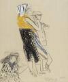 Romane Holderried Kaesdorf, 1 Frau mit einer gelben Bluse, einer schwarzen Hose und einem Mann, 1984, Kunstmuseum Stuttgart, © Nachlass Romane Holderried Kaesdorf / Foto: Frank Kleinbach, Stuttgart