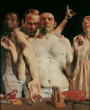 Johannes Grützke, Himmel und Hölle, 1980, Öl auf Leinwand, 165 × 135 cm, Privatbesitz, VG Bild-Kunst 2025, Bonn, Foto: Museen der Stadt Aschaffenburg